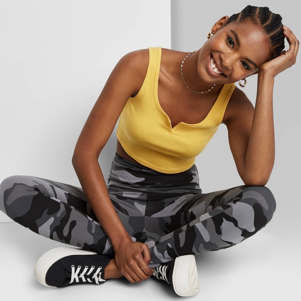 Women's High-Waisted Classic Leggings - Wild Fable™- Grey Camo- Multi Sizes